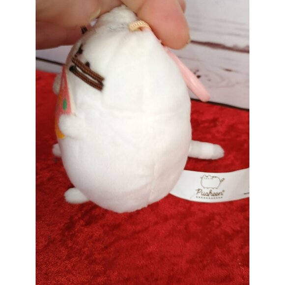 Pusheen White Cat Mystery Plush Clip With Pink Face And Yellow Accents 2024 Coll - Picture 2 of 7